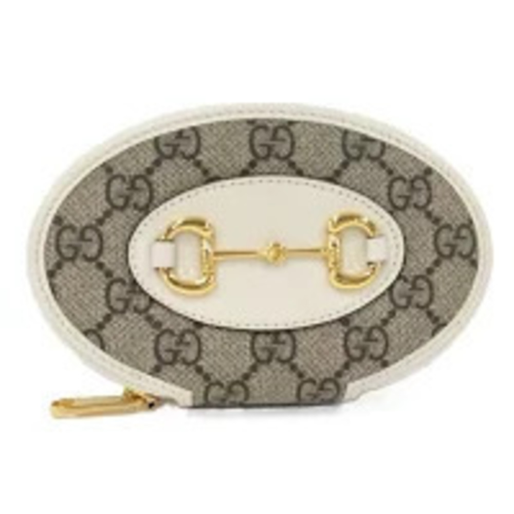 Gucci coin case Wallet Horsebit GG Supreme Leather Beige Cream White